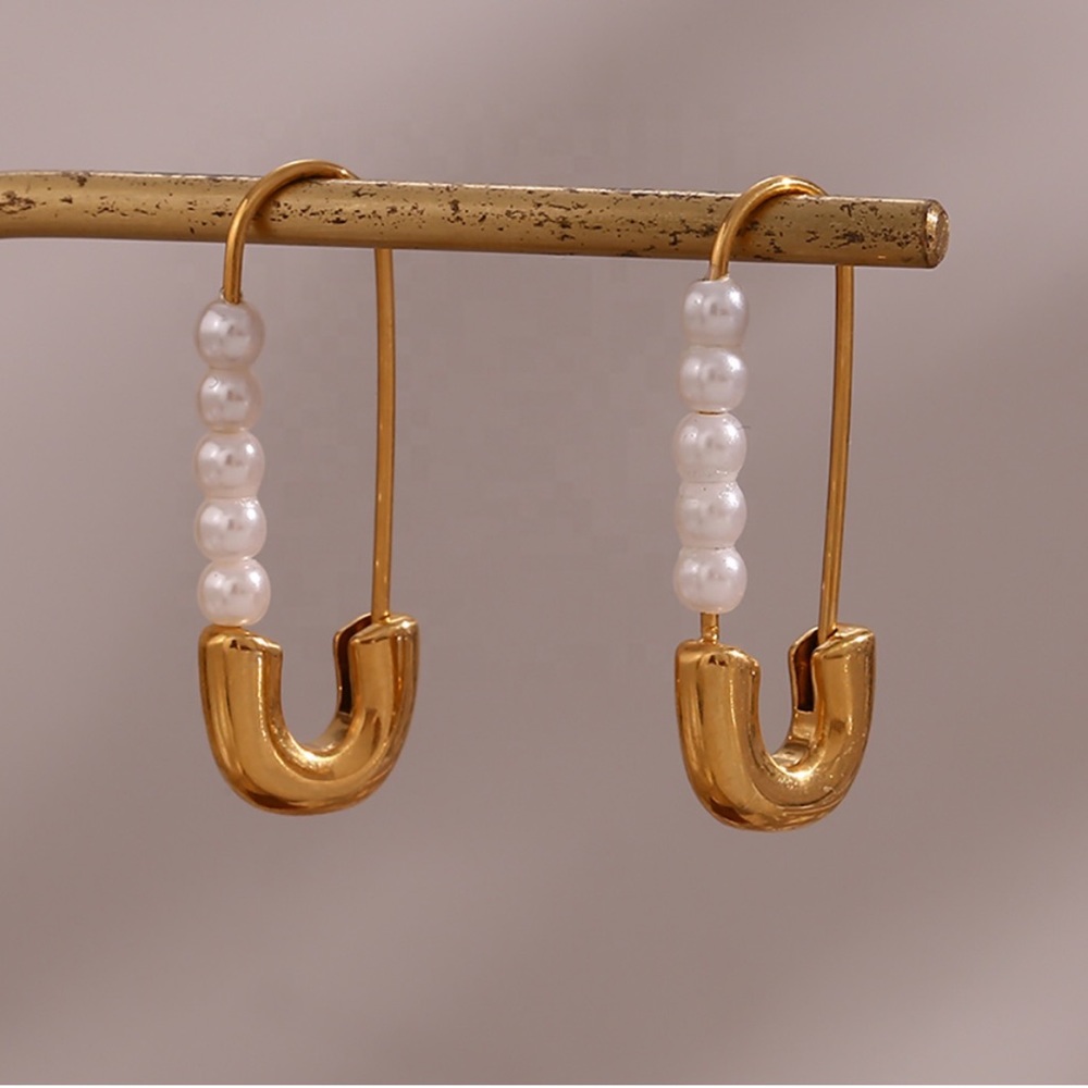 New 18K Gold Pearl Minimalist Earrings, wonderful Earrings, wow Earrings
